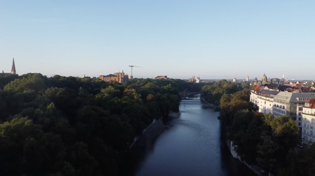 Drone Footage of the Luitpolds Bridge in Munich 